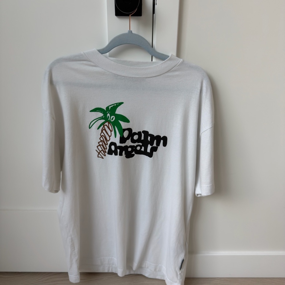 Palm Angels White Tee with Green Graphic